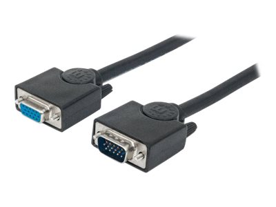 Manhattan SVGA Extension Cable, HD15, 15m, Male to Female, Compatible with VGA, Fully Shielded, Black, Lifetime Warranty, Polybag