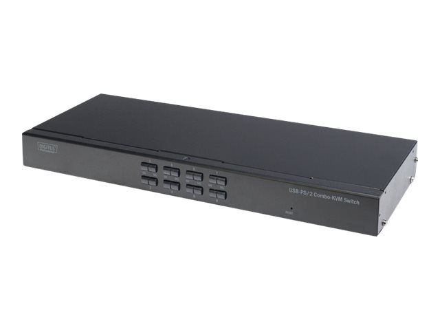 Przełącznik KVM DIGITUS Combo PS/2&USB 2.0, 8 portów, Rack, IP (opcjonalnie)