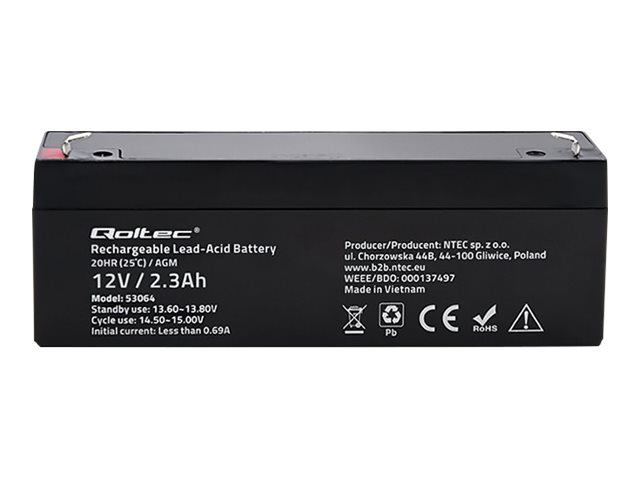 QOLTEC 53064 AGM battery 12V 2.3Ah max. 34.5A