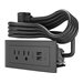 Wiremold Radiant Furniture Power Center 2 Outlet 2 USB, Black, 10 Foot Cord