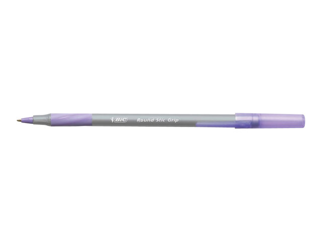 Bic Round Stic Grip Ballpoint Pen Purple Pack Of 40