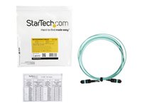 Startech MTP Fiber Optic Cable - 10 ft / 3m - OM3 - 40Gb - Push / Pull Tab - Plenum - MPO / MTP Connector - Fiber Patch Cable (MPO12PL3M) - network cable - 3 m - 3 m - aqua