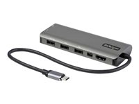 StarTech.com USB C Multiport Adapter, USB-C to HDMI or Mini DisplayPort 4K 60Hz, 100W Power Delivery Pass-Through, 4-Port 10Gbps USB Hub, USB Type-C, 12'/30cm Long Attached Cable - Works w/ Thunderbolt 3 (DKT31CMDPHPD) Dockingstation