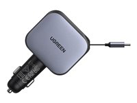 Ugreen Nexode EC604 car power adapter - retractable - 3 x USB-C, USB Type A - 145 Watt
