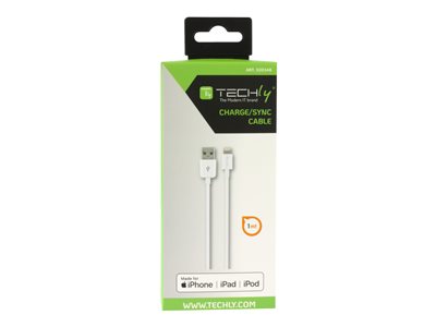 Techly USB2.0 . Lightning Kabel, 1m, weiß, Blister - ICOC-APP-8WHTY2