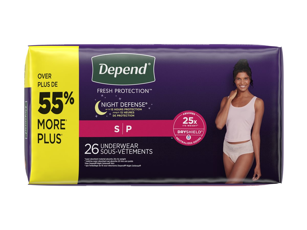 Depend Night Defense Overnight Women Small Underwear 16 ct package, Incontinence