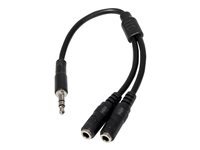 StarTech.com 3.5mm Audio Extension Cable - Slim Audio Splitter Y Cable and Headphone Extender - Male to 2x Female AUX Cable (MUY1MFFS) - Audio splitter - stereo mini jack (M) to stereo mini jack (F) - 20 cm - black - for P/N: MU15MMS, MU6MMS