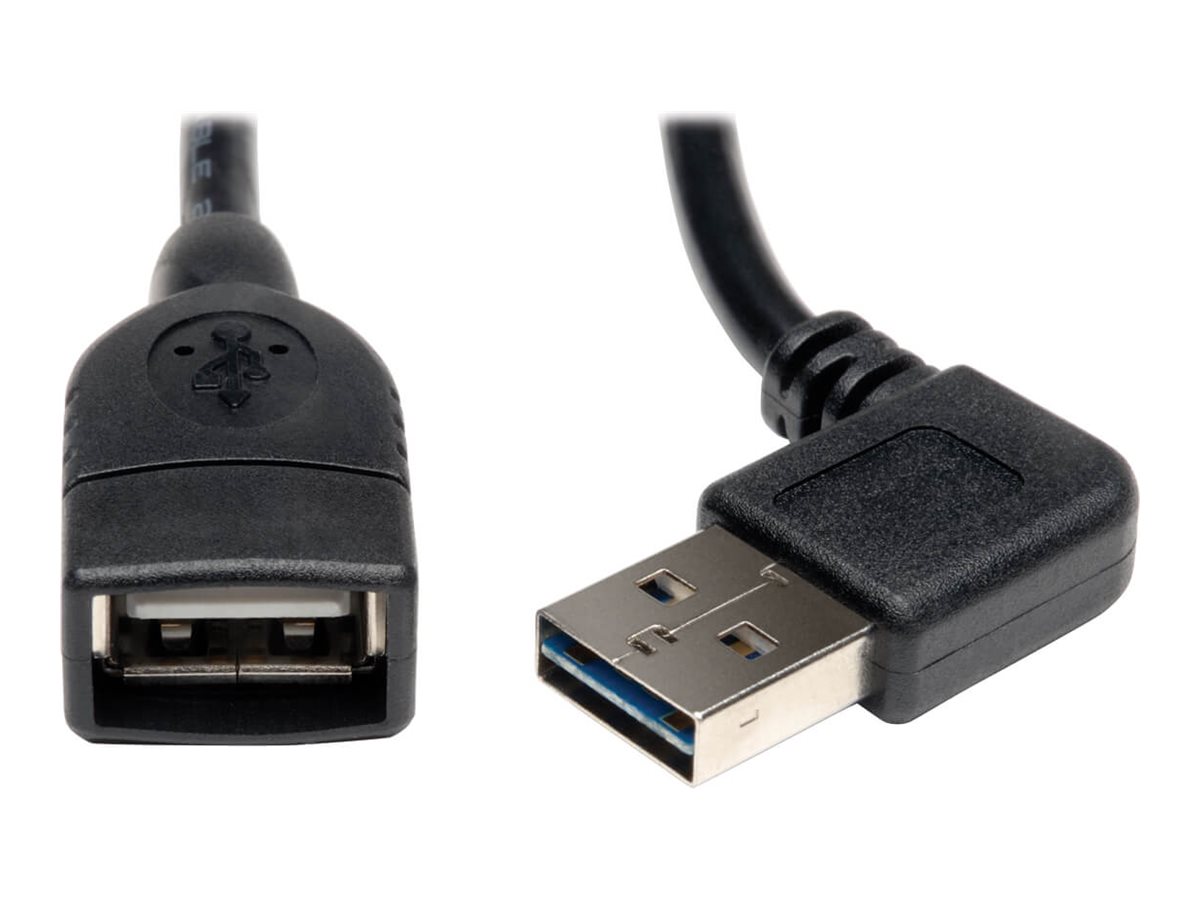 Eaton Tripp Lite Series Universal Reversible USB 2.0 Extension Cable (Reversible Right/Left-Angle A to A M/F), 18-in. (45.72 cm)