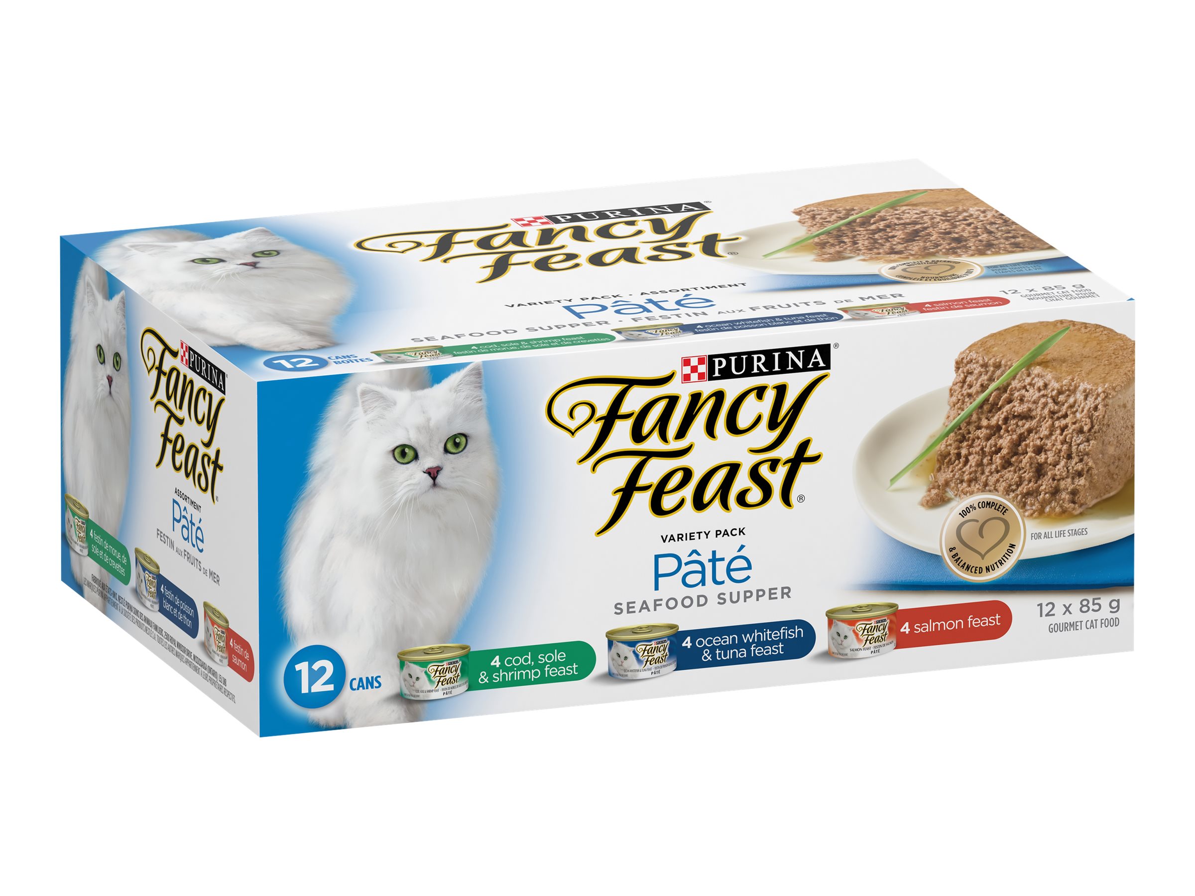 Fancy Feast Cat Food Variety Pack - Paté Seafood Supper - 12 x 85g