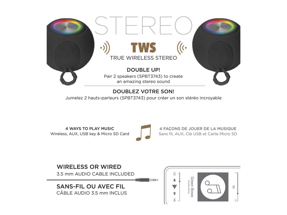 Escape Platinum Portable Wireless Speaker - Black - SPBT3743