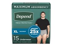 Depend Fresh Protection Adult Incontinence Underwear for Men - Grey - Maximum - Extra-Large - 15 Count