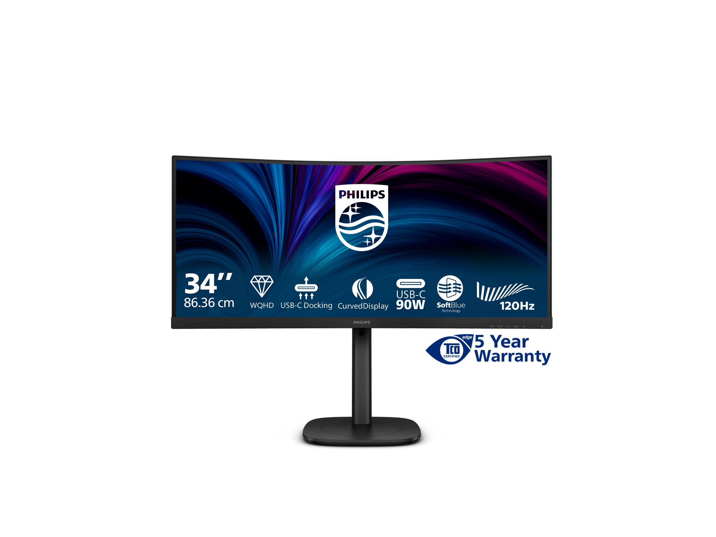 An image of Philips 34B2U3600C - 3000 Series - LED monitor - curved - 34"