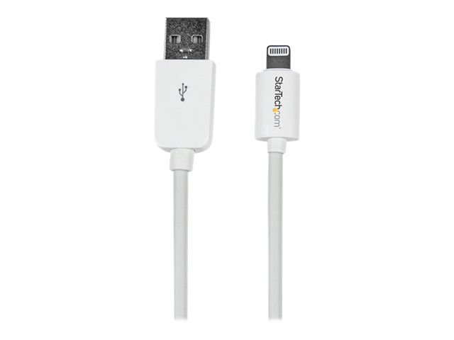 Image of StarTech.com 3m (10ft) Long White Apple® 8-pin Lightning Connector to USB Cable for iPhone / iPod / iPad - Charge and Sync Cable (USBLT3MW) - Lightning cable - Lightning / USB - 3 m