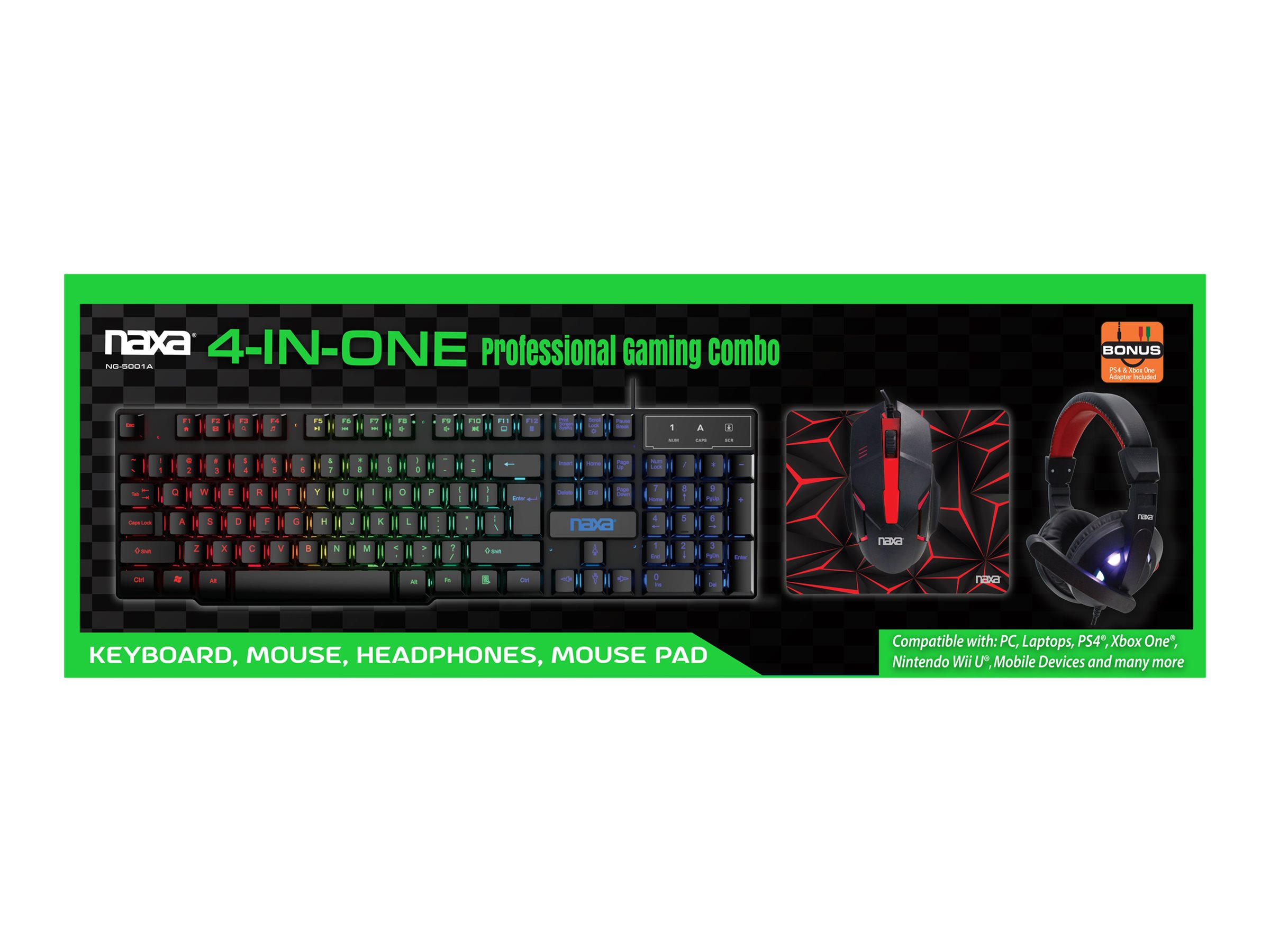 Gaming Set: Gaming Keyboard, Headset, Mouse GREEN