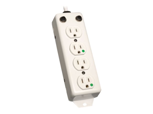 Tripp Lite Safe-IT Power Strip Medical Hospital Antimicrobial 120V 5-15R-HG 4 Outlet UL 1363A 2 ft. Cord