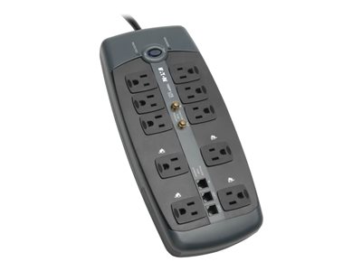Tripp Lite Protect It! 10-Outlet Surge Protector, 8-ft. Cord, 3345 Joules, Tel/Modem/Coaxial Protection