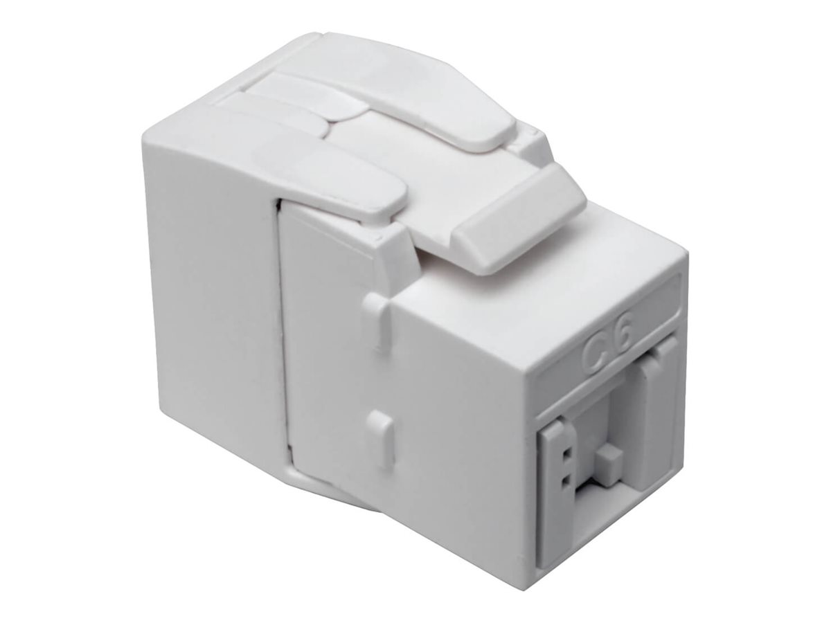 Tripp Lite Cat6/Cat5e Toolless Keystone Jack RJ45 Shuttered, Dust Cap PoE/PoE+ Compliant, White, TAA