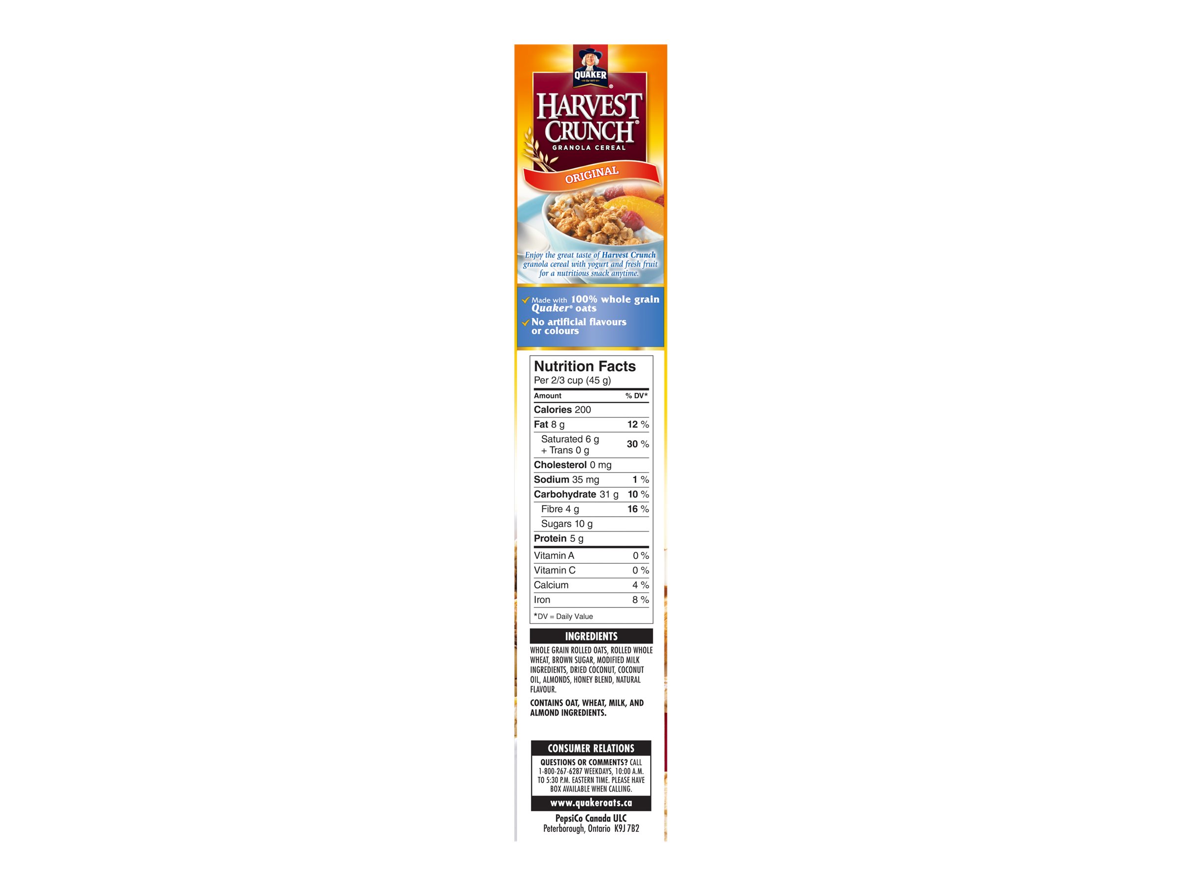 Quaker Harvest Crunch Granola Cereal - Original - 475G | London Drugs