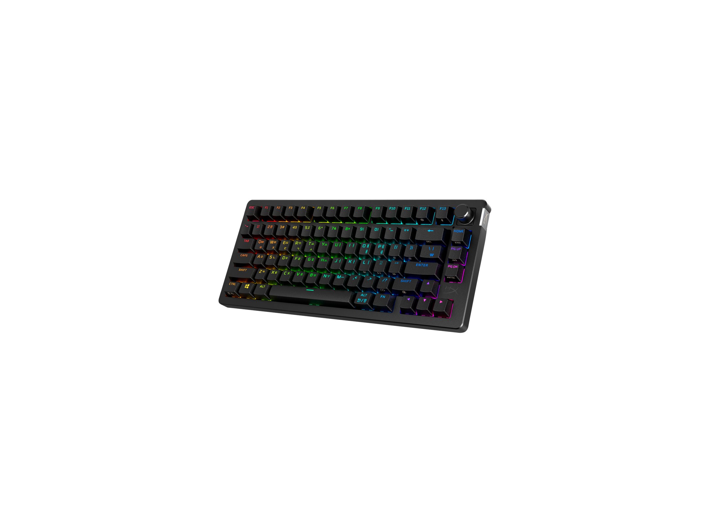 HyperX Alloy Rise keyboard 1000 Hz polling rate 100% anti-ghosting 80 million key presses Product shot Right-angle 80002