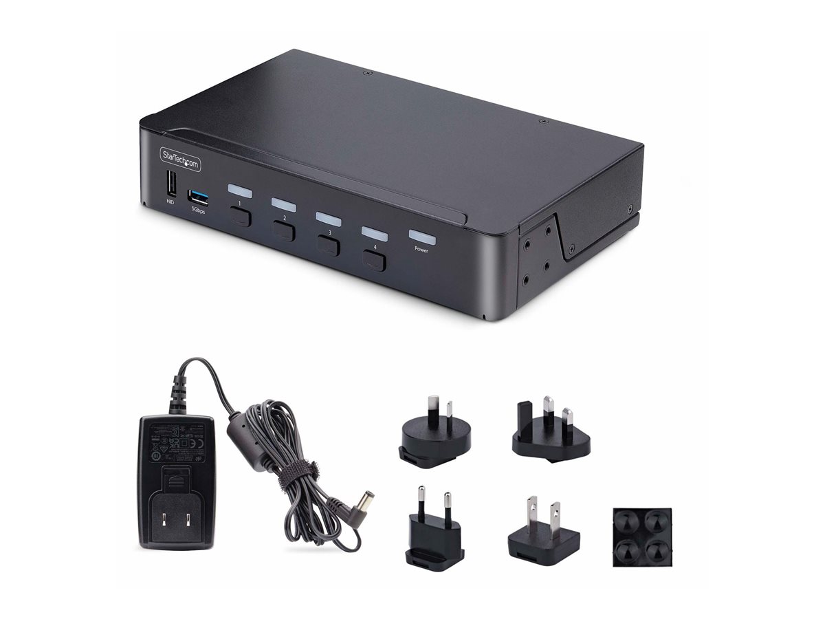 StarTech.com 4-Port DisplayPort 1.4 KVM Switch, 8K 60Hz / 4K 144Hz, 2x USB 3.0 Ports, 4x USB 2.0 Ports, Hotkey Switching, TAA Compliant (D86A2-4-PORT-8K-KVM) - přepínač KVM / audio / USB - 4 porty - kompatibilní s TAA – foto 2