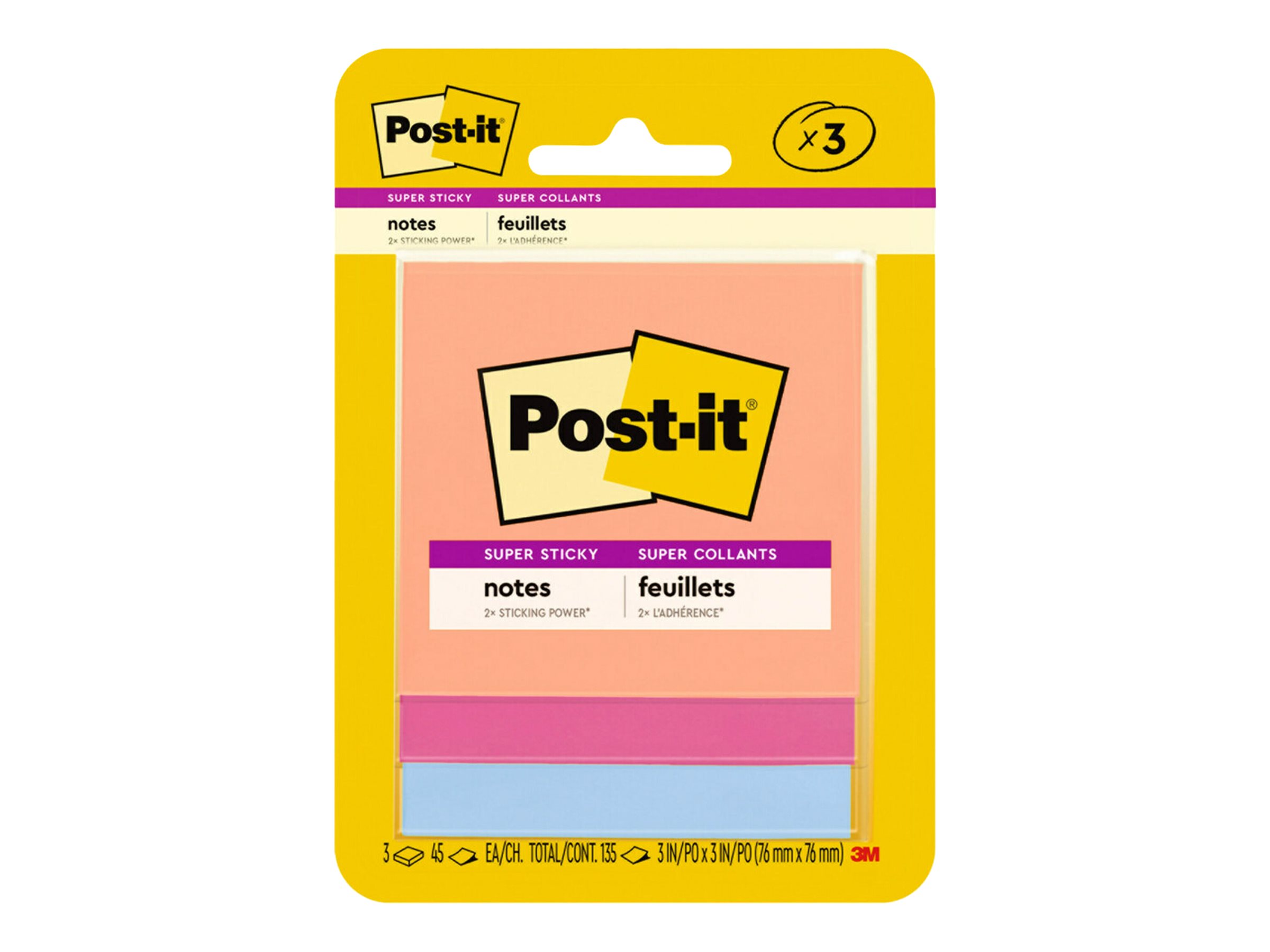 Post-it Super Sticky Summer Joy Collection Notes - 3 x 45 sheets