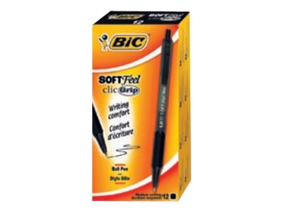 Bic Soft Feel Clic Grip Ballpoint Pen Black Pack Of 12