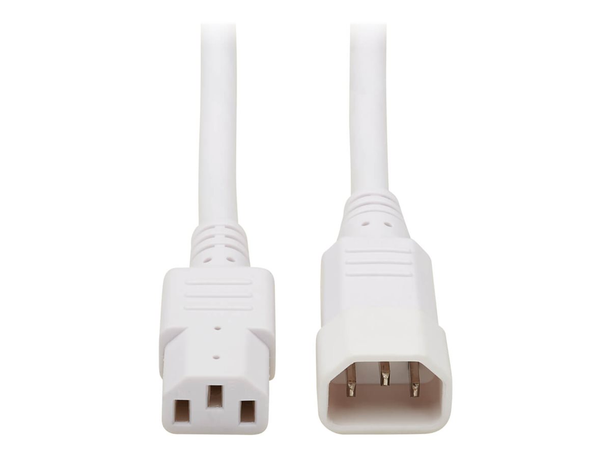 Tripp Lite Heavy-Duty 3ft Heavy Duty Power Extension Cord 15A 14 AWG C14 C13 White 3'