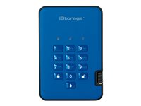 iStorage diskAshur² - Hard drive - encrypted - 3 TB - external (portable) - USB 3.1 - 5400 rpm - buffer: 8 MB - FIPS 197, 256-bit AES-XTS - Ocean blue - TAA Compliant