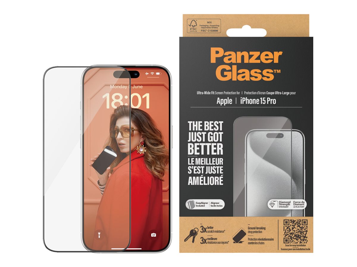 PanzerGlass Ultra-Wide Fit Screen Protector for Apple iPhone 15 Pro