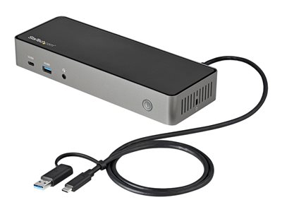 StarTech.com USB-C & USB-A Dock, Hybrid Universal Triple Monitor Laptop Docking Station w/ DisplayPort & HDMI 4K 60Hz, 85W Power Delivery, 6x USB Hub, Ethernet, Audio, USB 3.1 Gen 2 10Gbps