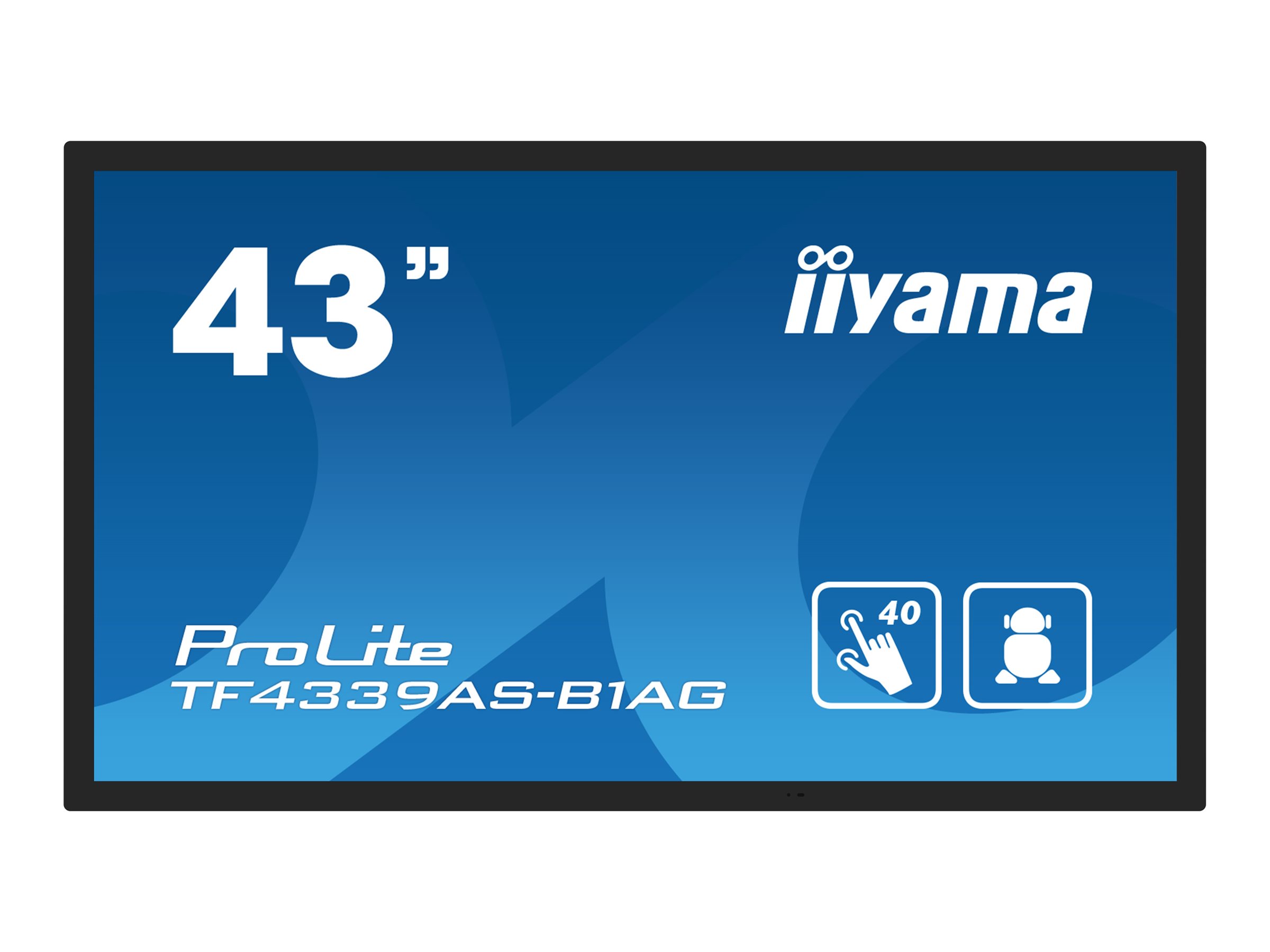Iiyama Prolite Tf4339as B1ag 43 Class 425 Viewable Led Backlit Lcd Display 4k For Digital Signage
