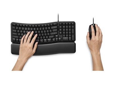 Kensington Pro Fit Ergo KM620-W keyboard and mouse set wired EQ 98% full size black Input Usage / lifestyle Front 72545