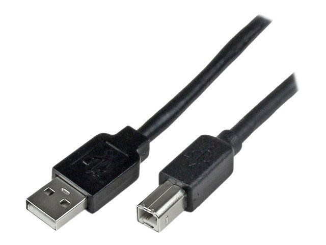 Image of StarTech.com 20m / 65 ft Active USB 2.0 A to B Cable - Long 20 m USB Cable - 20m USB Printer Cable - 1x USB A (M), 1x USB B (M) - Black (USB2HAB65AC) - USB cable - USB Type B to USB - 20 m