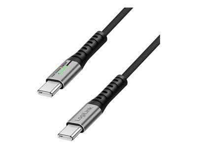 USB 3.2 Gen2x2 Type-C cable, C/M to C/M, 20 Gbps, 240W,4K,LED,metal,black,0.5 m – LogiLink