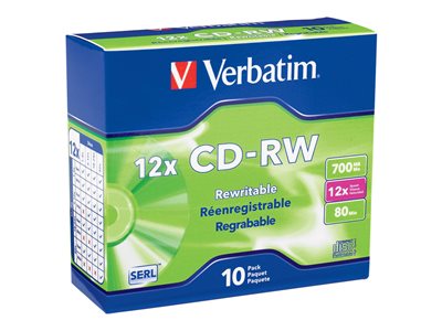 Verbatim 10 x CD-RW 700 MB (80min) 4x 12x slim jewel case