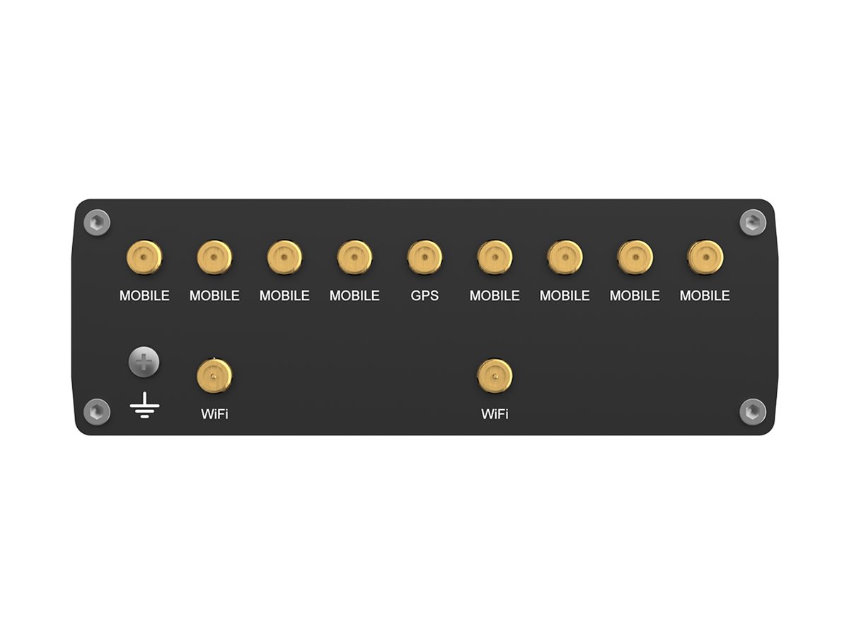 Teltonika RUTM52 wireless router WWAN Wi-Fi 5 3G 4G 5G DIN rail mountable Product shot Ports / controls 75500