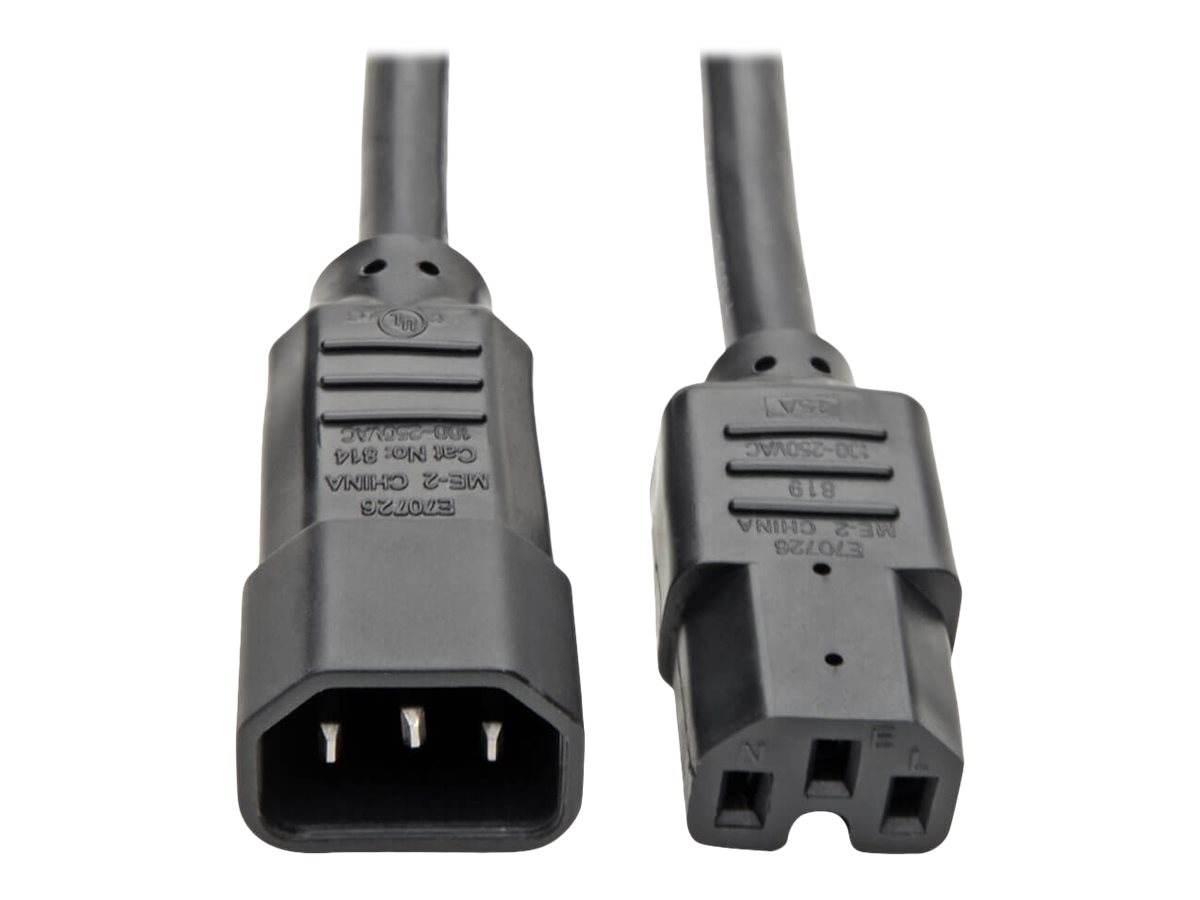 Tripp Lite 3ft Computer Power Cord Cable C14 to C15 Heavy Duty 15A 14AWG 3'