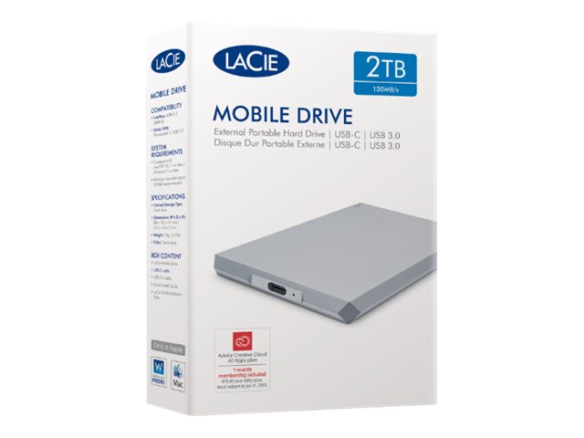 LACIE Mobile Drive USB-C 2TB 2.5inch Space Grey