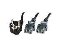 MicroConnect Strøm CEE 7/7 (male) - Strøm IEC 60320 C13 Sort 3m Strøm-splitter