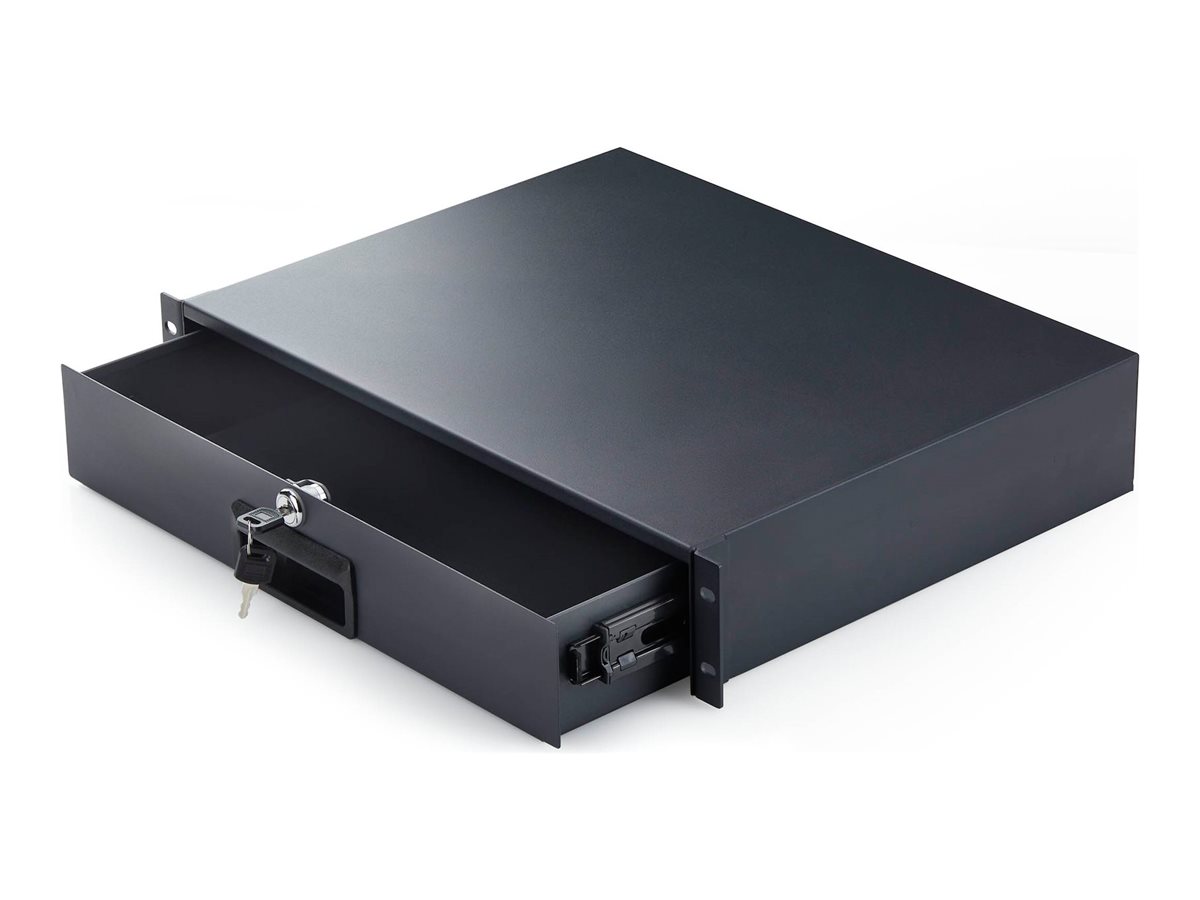 Startech - zásuvka skříně datového skladu - rear cable pass-through holes, keys included, lockable, steel, 10 kg capacity - 2U