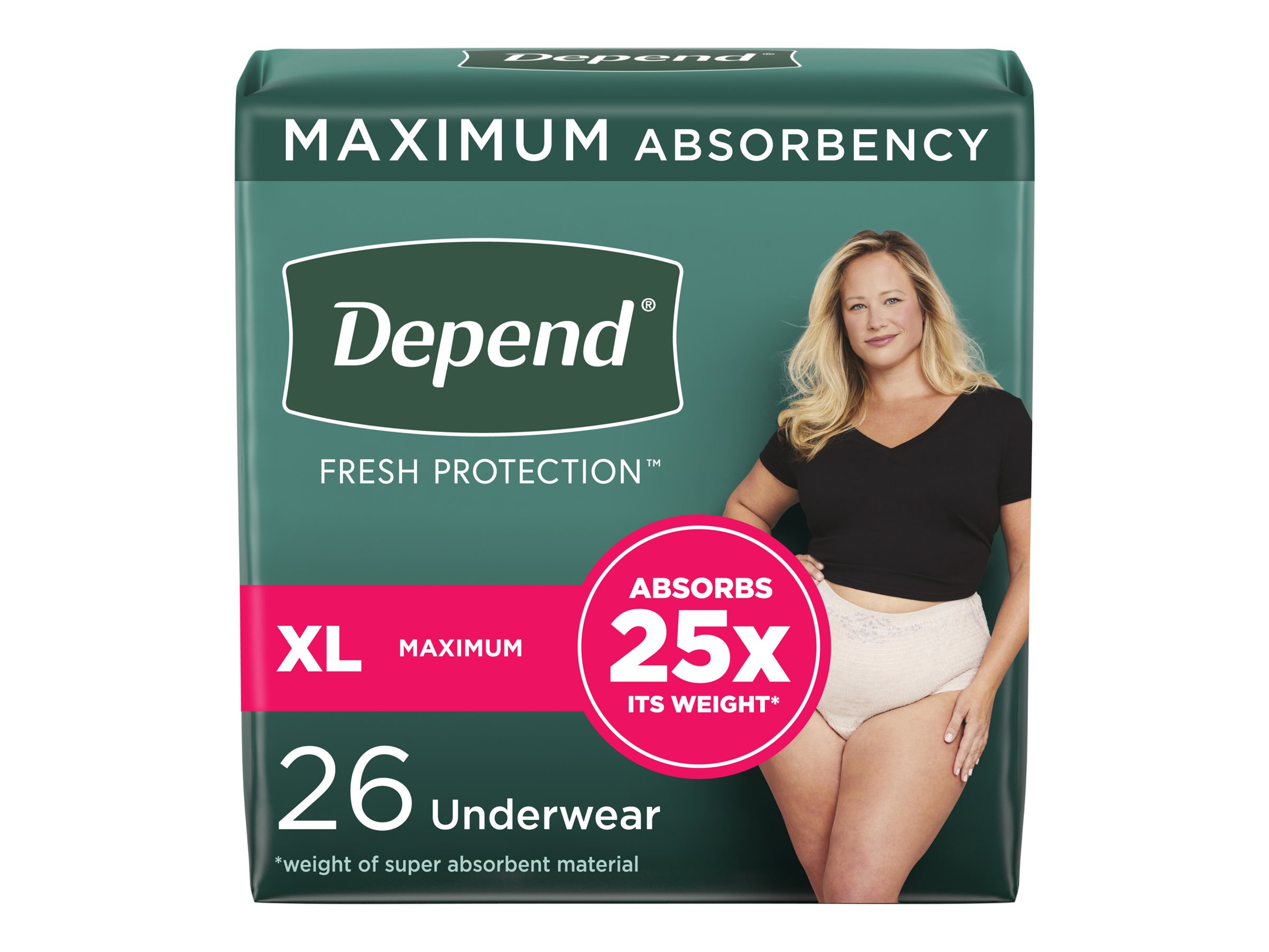Depend FIT-FLEX Incontinence Underwear for Women, Maximum Absorbency, S/M,  60 count