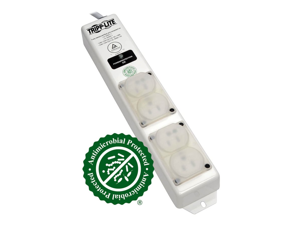 Tripp Lite Safe-IT Surge Protector Power Strip Hospital Medical Antimicrobial 4 Outlet 6' Cord For Patient Care