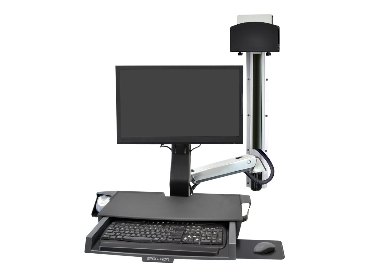 Ergotron StyleView Sit-Stand Combo System with Worksurface montážní sada - pro LCD displej / klávesnice / myš / skener čárových kódů / CPU - malý držák CPU - leštěný hliník – foto 2