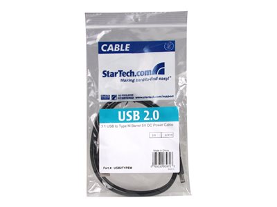StarTech.com 1m USB to Type N Barrel 5V DC Power Cable - USB A to 5.5mm DC  - 1 Meter USB to 5.5mm DC Plug (USB2TYPEN1M), Black