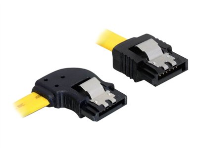 DELOCK SATA-Kabel SATA -> SATA links St/St 0.30m gelb Clip Sata-Kabel