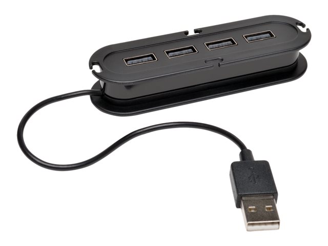 Image of Tripp Lite 4-Port USB 2.0 Compact Mobile Hi-Speed Ultra-Mini Hub w/ Cable - hub - 4 ports