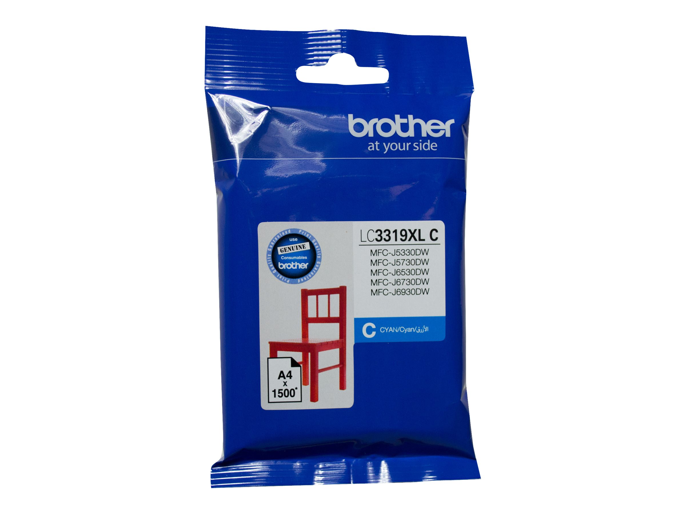 Brother LC3319XLC High Yield cyan original ink Package view Front 79975