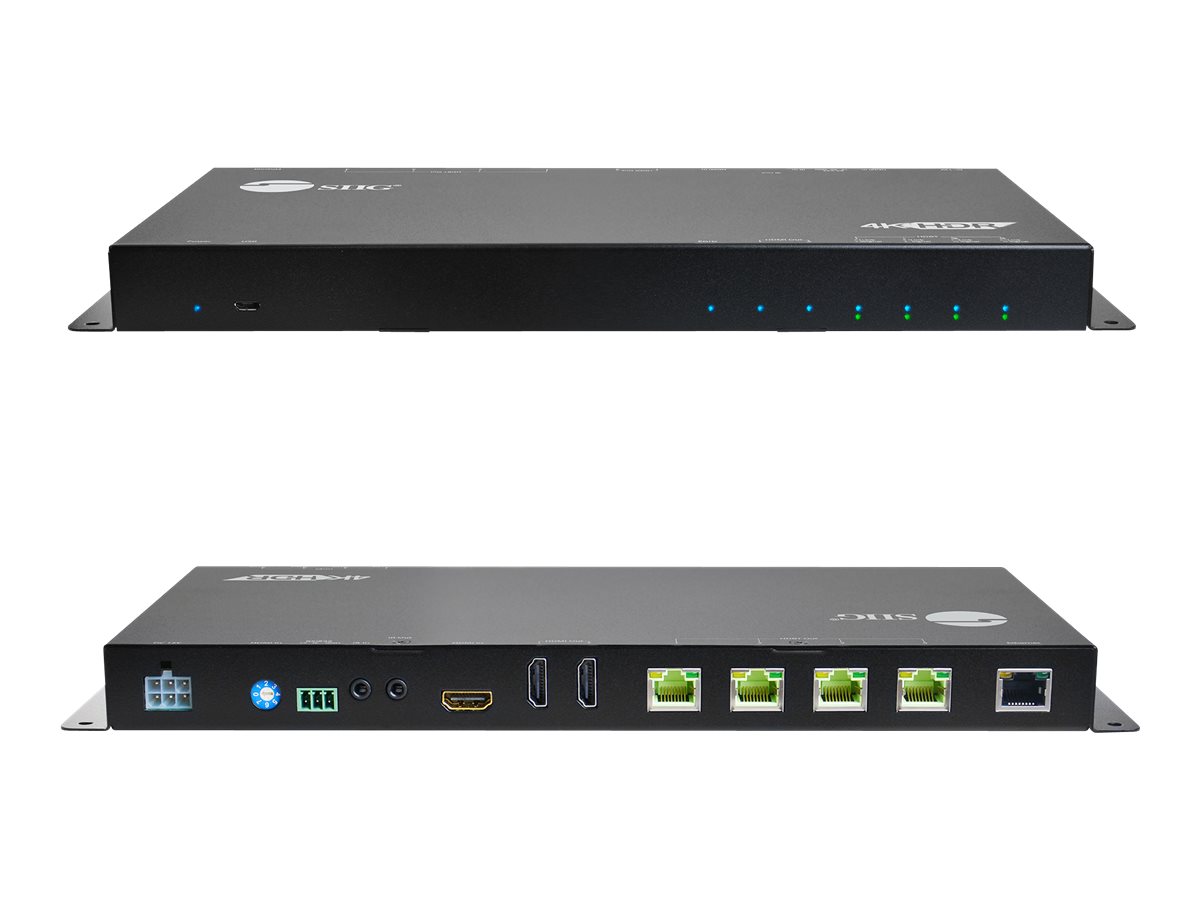 SIIG HDMI 2.0 4K HDR 1x4 Splitter HDBaseT Extender with Auto-scaling, 1x Transmitter + 3x Receivers