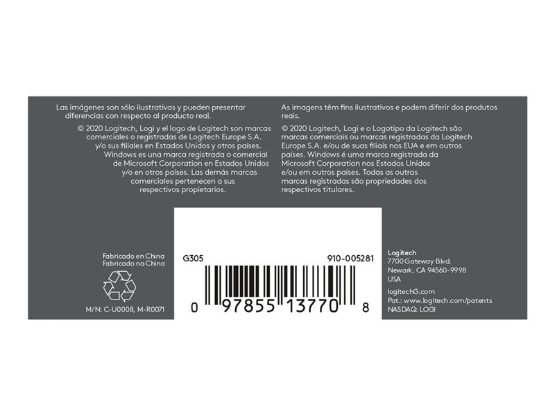 Logitech G G305 - souris - 2.4 GHz - noir