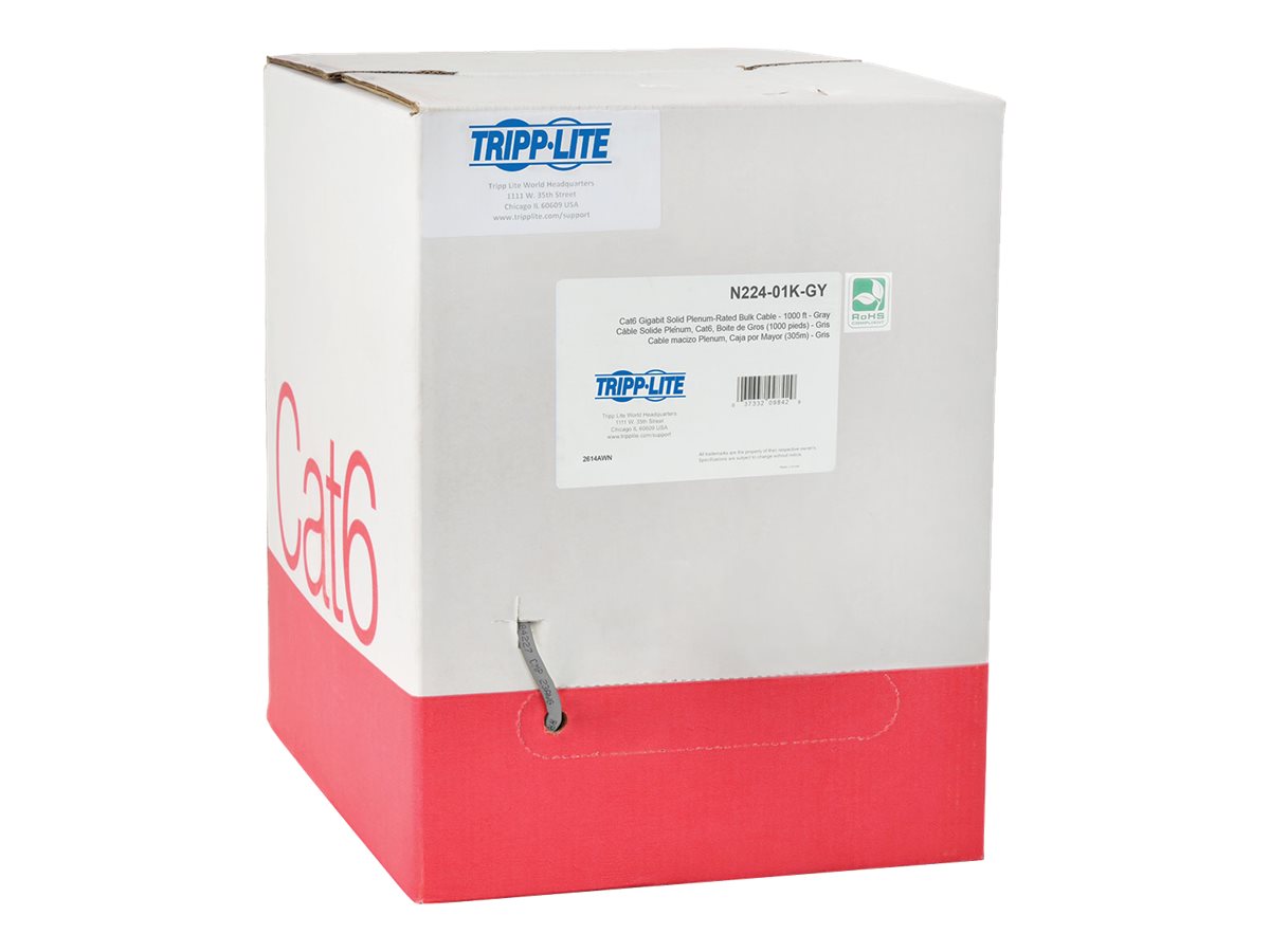 Tripp Lite 1000FT Plenum CMP Cat 6 Solid UTP Bulk Cable Gray 1000'